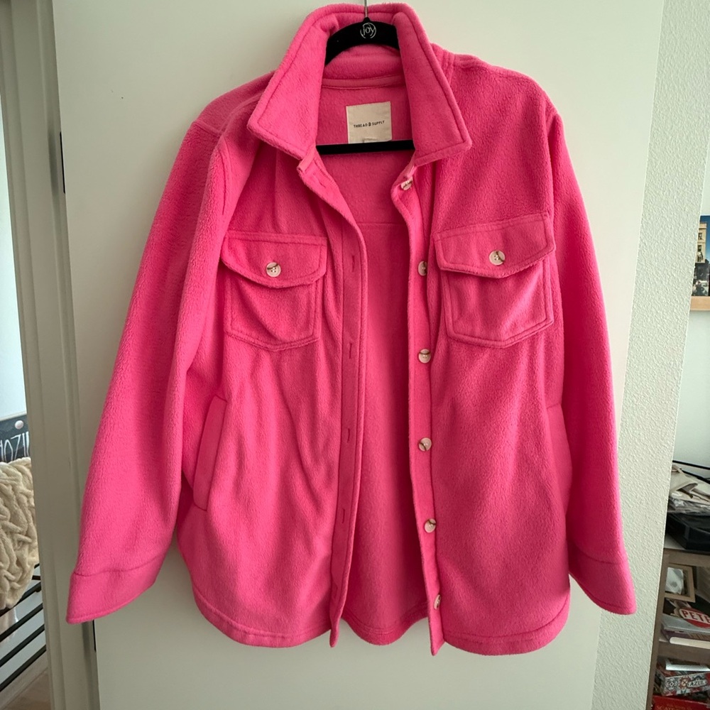 Thread & Supply Pink Polar Fleece Shacket